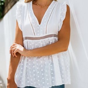 VICI White Eyelet Babydoll Top